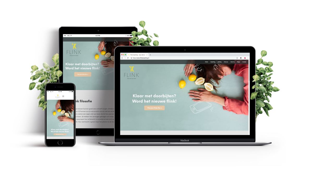 Flink Coaching website shown on desktop and mobile